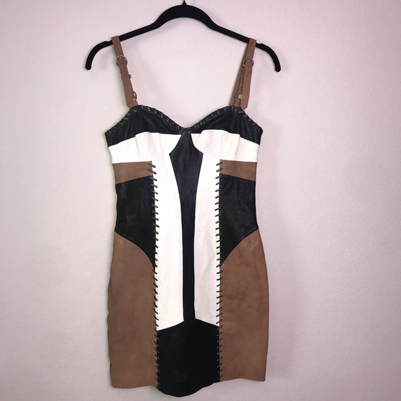 All Saints Co | Genuine Leather Corset Mini Dress - Picture 4 of 7